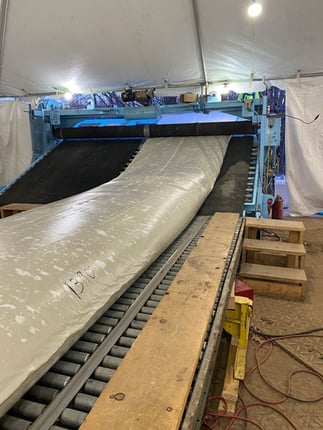 Heated tents were erected for the wet-out process.