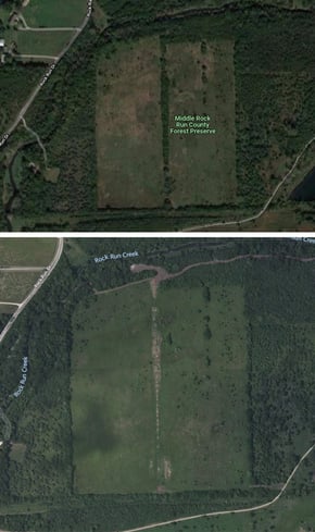 Before (top) and after (bottom) views of the prairie unification